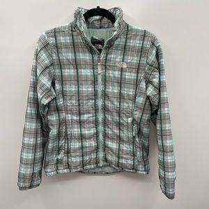 The North Face blue/teal plaid jacket